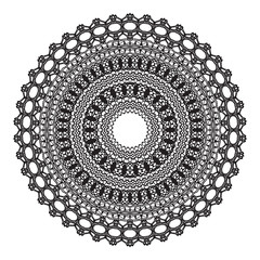 Black crochet doily.