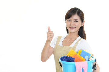 ガッツポーズの女性