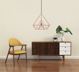 Scandinavian design interior with himmeli diamond lamp