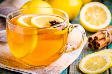 cup of tea with lemon and anise