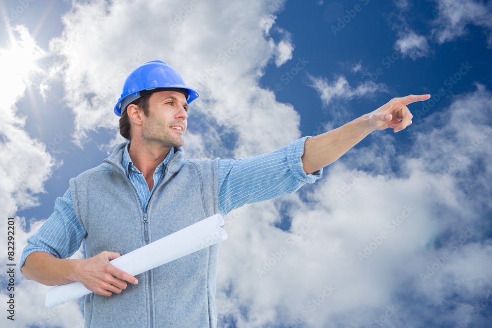 Poster Composite image of architect pointing