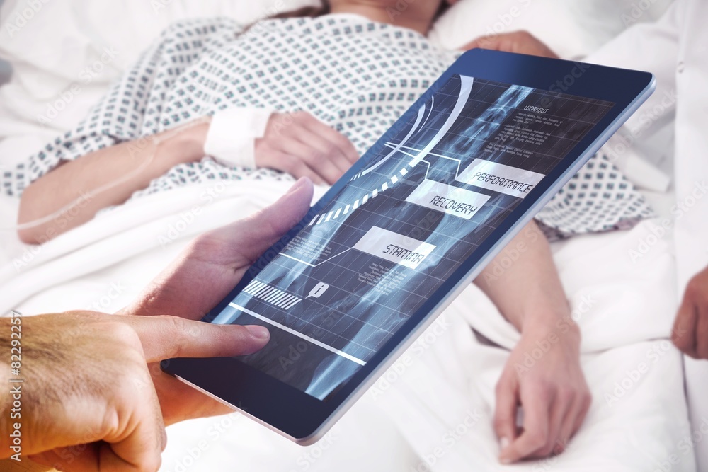 Aufkleber composite image of man using tablet pc