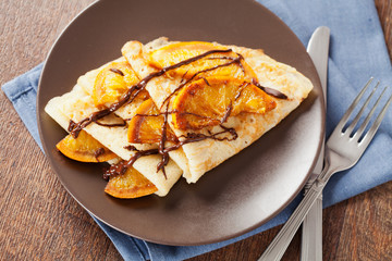 Crepes Suzette - thin pancakes with orange sauce