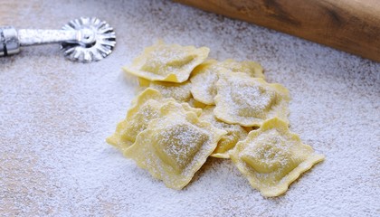 Preparing fresh ravioli..