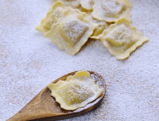 Preparing fresh ravioli.