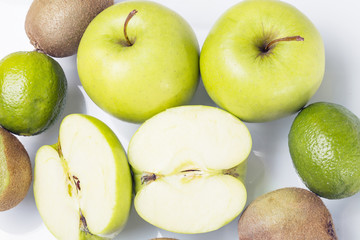 Green fruit mix, on white background