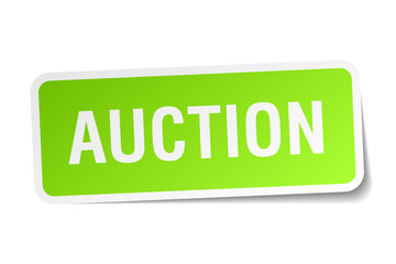 auction green square sticker on white background