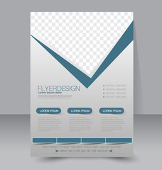 Flyer template. Business brochure. A4 poster blue color.