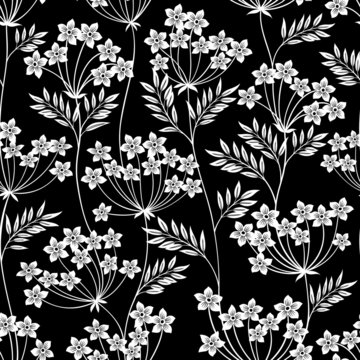 seamless floral pattern on black background