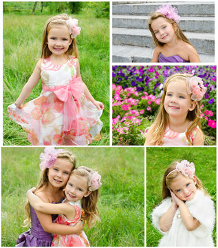 Collection of photos adorable smiling little girls