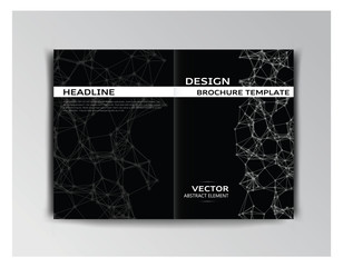 Horizontal black and white template of brochure