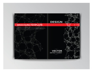 Black and red template of brochure with abstract elements