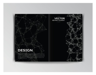 Horizontal black template of brochure with abstract elements