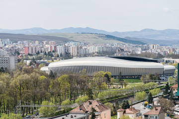 High View Of Cluj Napoca City Buildings And Stadium In Romania