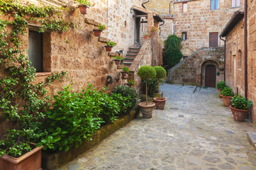 Fototapeta na wymiar Beautiful corners and streets of the medieval small town in Lazi