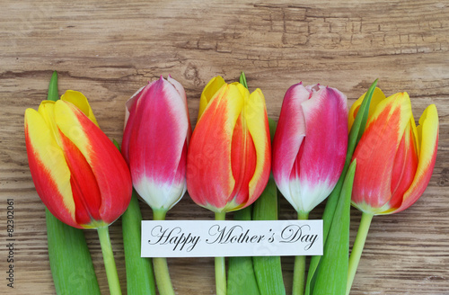 Happy Mother's day card with colorful tulips
