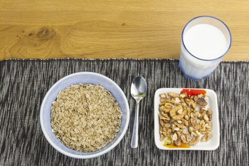 homemade breakfast, bread with butter, egg and cherry tomatoes