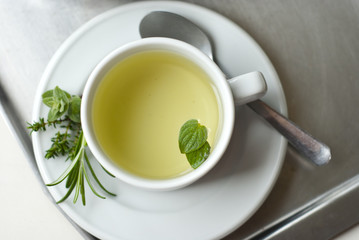herbal tea in a white cup