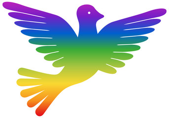 Friedenstaube, Regenbogenfarben, Vektor, freigestellt