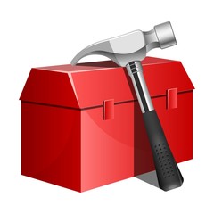 Red toolbox with tools