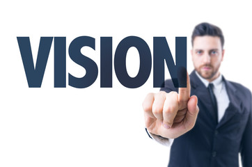 Business man pointing the text: Vision