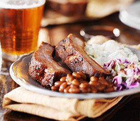 barbecue rib meal with fixings