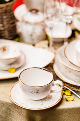 Ceramic tableware on the table