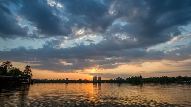 cloudy sunset over the lake