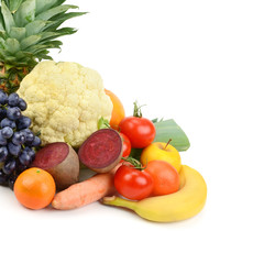 fruits and vegetables isolated on white background