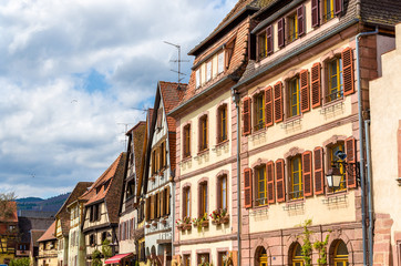 Obraz premium Traditional timbered houses in Bergheim - Alsace, France