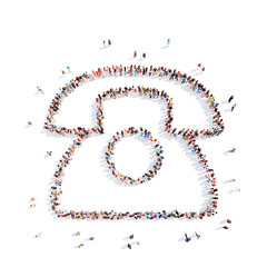 people in the form of retro phone.