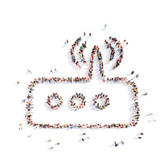 people in the form of a retro radio.