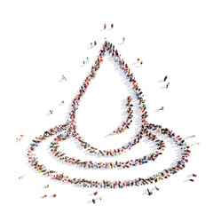 people in the form of drops.