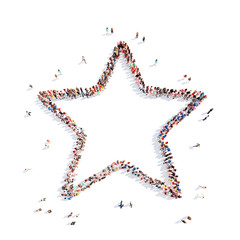 people in the shape of a star.