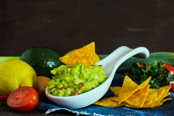 Guacamole with ingredients