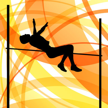 Man high jumping abstract vector background concept, track and f