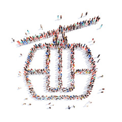 people in the form of a cable car.