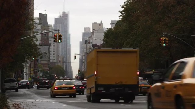 T/L WS Traffic on street, Manhattan, New York City, New York, USA