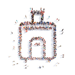 people in the form of suitcases, luggage.