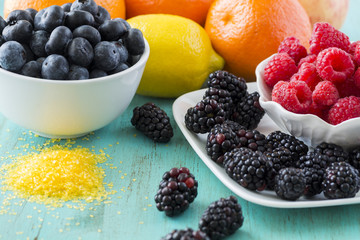 Assorted fruits and berries.