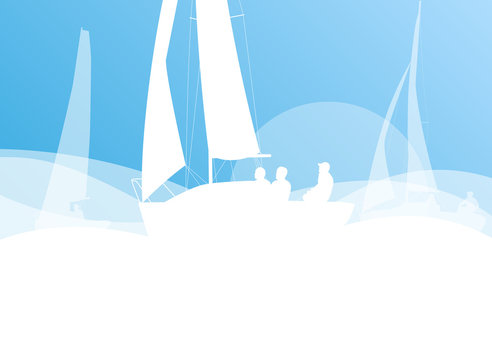 Sailing yacht race vector background transportation competition