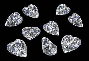 Heart shape gems set on Black