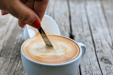 Vintage latte art coffee