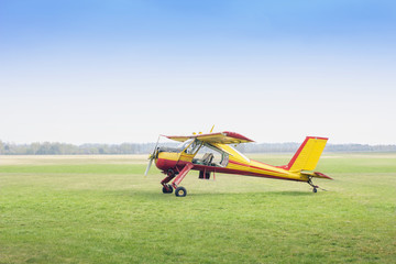 Small aeroplane in the field