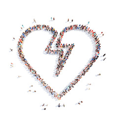 people in the form of broken hearts.