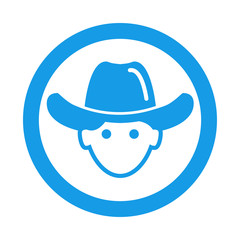 Icono redondo cowboy azul