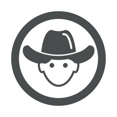 Icono redondo cowboy gris
