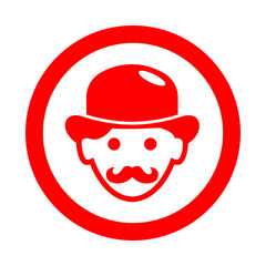 Icono redondo hombre con bombin rojo