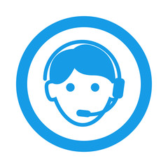 Icono redondo teleoperador azul