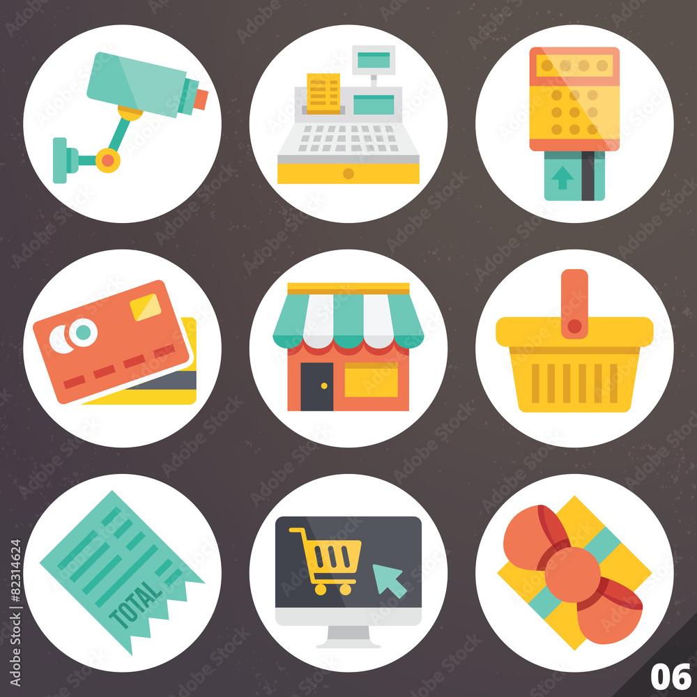 Poster colorful vector icons for web and mobile applications. set 6